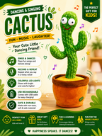 Dancing & SingingTalking Cactus – Interactive Singing & Dancing Tree Cactus for Kids & Gift