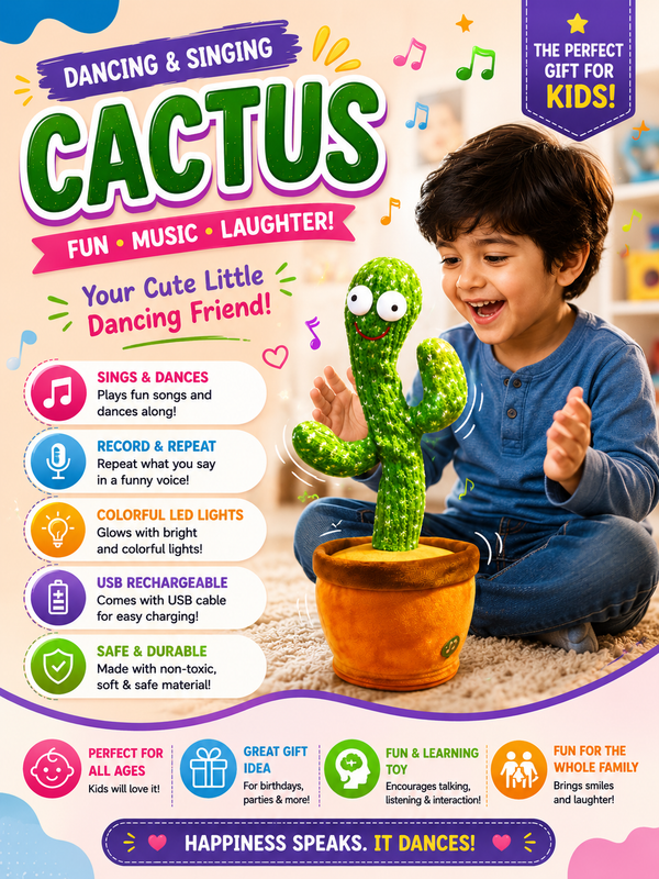 Dancing & SingingTalking Cactus – Interactive Singing & Dancing Tree Cactus for Kids & Gift