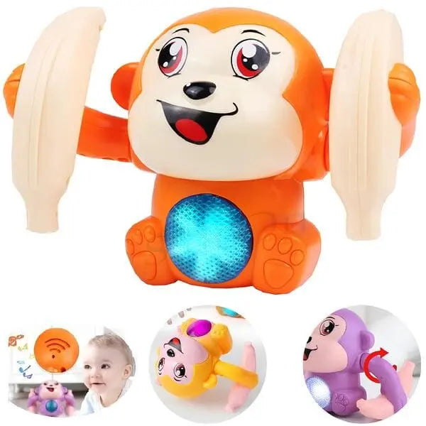 Rolling Monkey Toy with Banana, Lights & Music