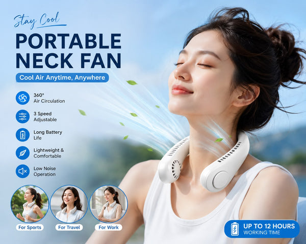 Bladeless Portable Neck Fan – USB Rechargeable Personal Cooler