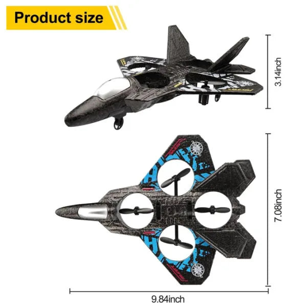 RC Fighter Drone Jet – 2.4GHz Remote Control Quadcopter with 6-Axis Gyro & LED Lights