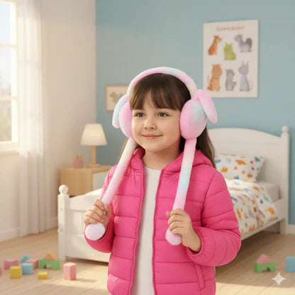 Cute Bunny Moving Ear Earmuffs for Kids – Soft & Warm