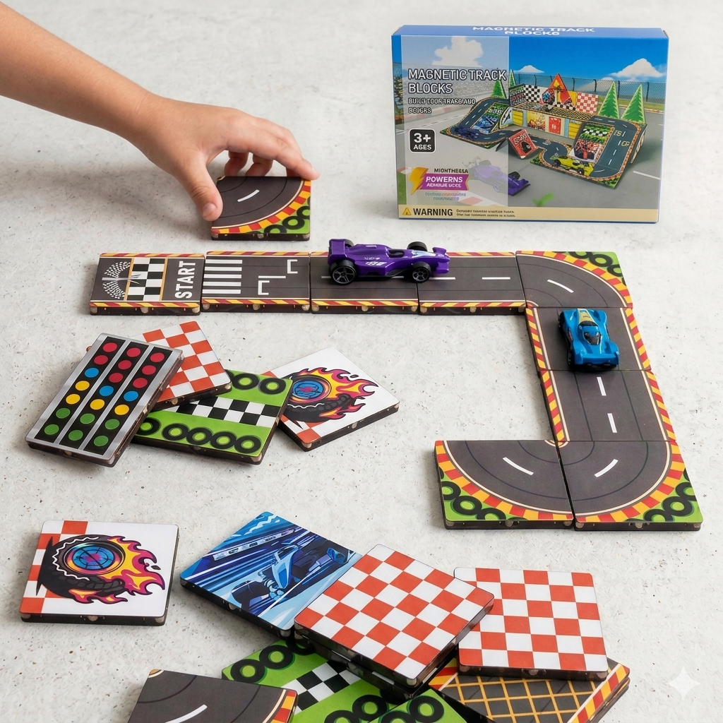44-Piece Magnetic Track Building Set