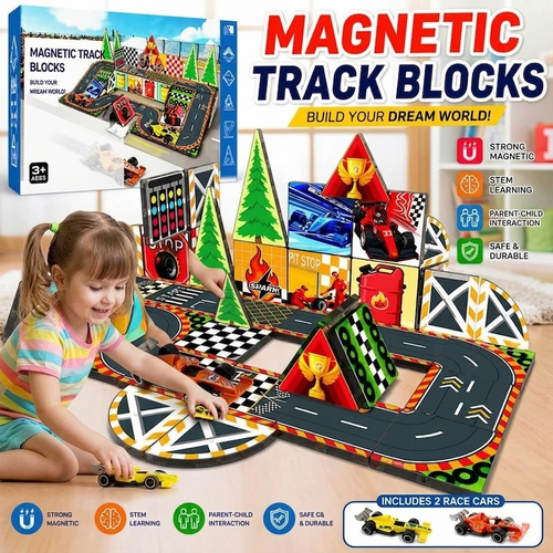 44-Piece Magnetic Track Building Set