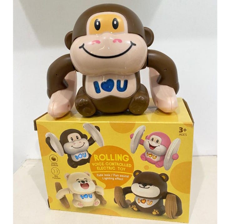 Rolling Monkey Toy with Banana, Lights & Music