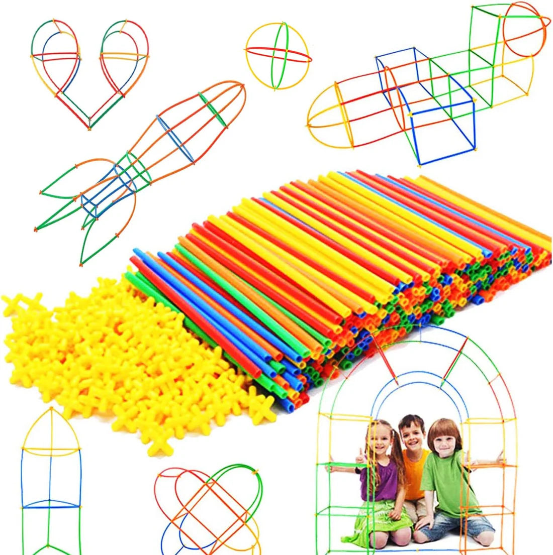 400-Piece Straw Construction Building Set